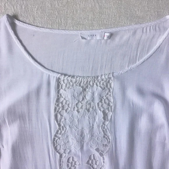 Lush Swim Cover Up Woman’s Size Medium Floral Pattern Cutouts Bell Sleeves - Picture 2 of 14